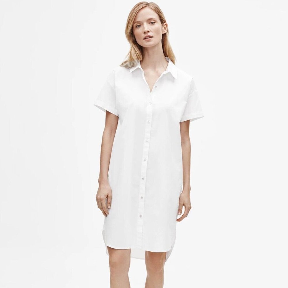 Eileen Fisher NEW s. L Organic Cotton Poplin Shirtdress